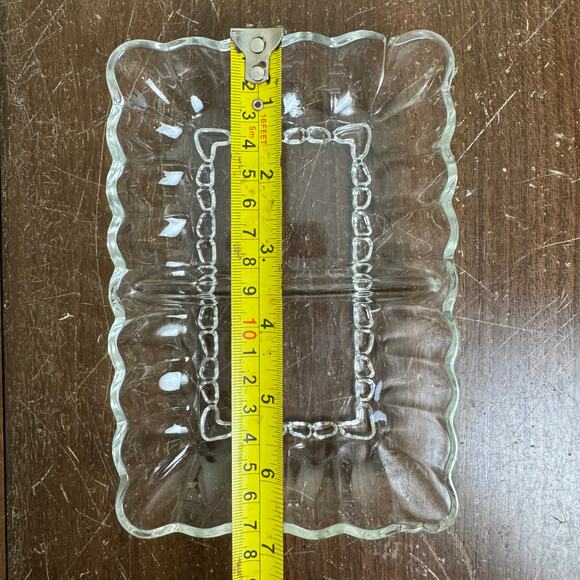 Vintage Scalloped Edge Rectangular SMALL Divided Candy Serving Dish - Picture 6 of 6